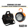 Klein Tools 55431 Tool Bag, Tradesman Pro™ Lighted Tool Bag, 31 Pockets, 15-Inch