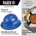 Klein Tools 60249 Hard Hat, Non-Vented, Full Brim Style , Blue