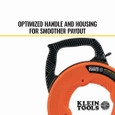 Klein Tools 56382 Multi-Groove Fiberglass Fish Tape with Nylon Tip, 50-Foot