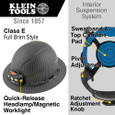 Klein Tools 60346 Hard Hat, Premium KARBN™ Pattern, Non-Vented Full Brim, Class E, Lamp