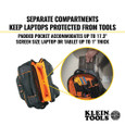 Klein Tools 55456BPL Tradesman Pro™ Backpack / Tool Bag, 25 Pockets, 1-Inch Laptop Pocket