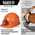 Klein Tools 60901 Hard Hat, Vented, Orange Cap Style with Headlamp