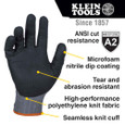 Klein Tools 60584 Knit Dipped Gloves, Cut Level A2, Touchscreen, Medium, 2-Pair