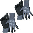 Klein Tools 60584 Knit Dipped Gloves, Cut Level A2, Touchscreen, Medium, 2-Pair
