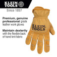 Klein Tools 60608 Leather All Purpose Gloves, Large