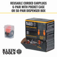 Klein Tools 605036 Corded Earplugs, 6-Pair Pack