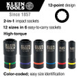 Klein Tools 66016 2-in-1 Impact Socket, 12-Point, 1-1/8 and 15/16-Inch