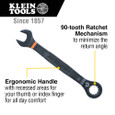 Klein Tools 69408G 90-Tooth Ratcheting Combo Wrench Set, SAE, 8-Piece
