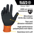 Klein Tools 60582 Knit Dipped Gloves, Cut Level A1, Touchscreen, X-Large, 2-Pair