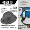 Klein Tools 60626 Hard Hat, Premium KARBN™ Pattern, Vented Full Brim, Class C