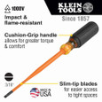 Klein Tools 6916INS Slim-Tip Insulated Screwdriver, 3/16-Inch Cabinet, 6-Inch Round Shank Klein Tools 6916INS Slim-Tip Insulated Screwdriver, 3/16-Inch Cabinet, 6-Inch Round Shank