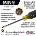 Klein Tools 85664 Screwdriver Set, Square Recess, 4-Piece