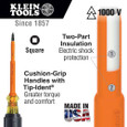 Klein Tools 661-7-INS Insulated Screwdriver, #1 Square with 7-Inch Shank