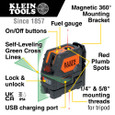 Klein Tools 93LCLGR Rechargeable Self-Leveling Green Cross-Line Laser Level with Red Plumb