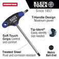 Klein Tools JTH6M4BE 4 mm Ball-End Hex Key, Journeyman™ T-Handle, 6-Inch