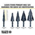 Klein Tools QRST01 Step Drill Bit, Quick Release, Double Spiral Flute, 1/8 to 1/2-Inch