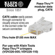 Klein Tools VDV826-703 Pass-Thru™ Modular Data Plug, RJ45-CAT6, 50-Pack