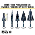 Klein Tools QRST03 Step Drill Bit, Quick Release, Double Spiral Flute, 1/4 to 3/4-Inch