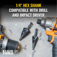 Klein Tools QRST11 Step Drill Bit, Quick Release, Double Spiral Flute, 7/8 to 1-1/8-Inch