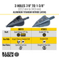 Klein Tools QRST15 Step Drill Bit, Quick Release, Double Spiral Flute, 7/8 to 1-3/8-Inch