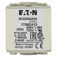 Bussmann 170M3415 Eaton series high speed square body fuse, 700V (UL), 690V (IEC), 200A, 200 kAIC, Top fuse status indicator, Fuse, Class aR, Flush