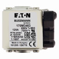 Bussmann 170M3463 Eaton series high speed square body fuse,125A,200 kAIC,Class aR,,Flush,Standard,Clearing at 660V: 3700,square body with flush end contacts,Other,550,26W