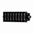 Bussmann KU12-PWCNUV Eaton KU series panel mount terminal block connector, Top cover and two end plates, 600V, 60A, Twelve-pole, Black, Molded nuclear grade noryl base, steel screw with zinc-plated pressure plate