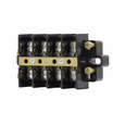 Bussmann KUSC6-WWC Eaton KU series panel mount terminal block connector, Top cover and two end plates, 600V, 60A, Shorting strap and screws, Six-pole, Black, Molded nuclear grade noryl base, nickel-plated brass washer head