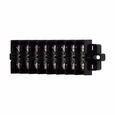 Bussmann KU8-WMT Eaton KU series panel mount terminal block connector, Nickel-plated brass washer head, Matte finish, 600V, 60A, Double row, standard, Eight-pole, #10-32 TPI Screw, Panel, Black, Nickel-plated brass terminal