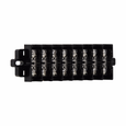 Bussmann KU8-WMT Eaton KU series panel mount terminal block connector, Nickel-plated brass washer head, Matte finish, 600V, 60A, Double row, standard, Eight-pole, #10-32 TPI Screw, Panel, Black, Nickel-plated brass terminal