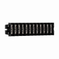 Bussmann KUX-12P Eaton KU series panel mount terminal block connector, Steel screw with Zinc-plated pressure plate, 600V, 60A, Double row, short, Twelve-pole, #10-32 TPI Screw, Panel, Black, Nickel-plated brass terminal