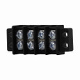 Bussmann TB100-16 Eaton TB100 series panel mount terminal block connector, Breakdown voltage 3600V, 300V, 30A, Double row, barrier, 16-pole, #6-32 TPI Screw, Screw, Black, Tin-plated brass terminal, Zinc-plated Steel philslot screw