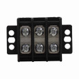 Bussmann TB200HB-03SP Eaton TB200 series panel mount terminal block connector, Breakdown voltage 4800V, 600V, 30A, Double row, high barrier, Three-pole, #6-32 TPI Screw, Black, Tin-plated brass terminal, Zinc-plated Steel SEMS philslot screw