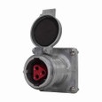 Crouse-Hinds AR621 Eaton series Arktite AR receptacle, 60A, Two-wire, two-pole, 50-400 Hz, Style 1, Copper-free aluminum, Spring door, 600 Vac/250 Vdc