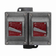 Crouse-Hinds EDSC2229 SA Eaton series EDS snap switch control station, 20A, With switch, With two 3/4" hubs, Copper-free aluminum, 2, Two-gang, Single-pole, 1, 120-277V, Through Feed, Single-pole, 3/4", 120-277 Vac