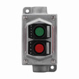 Crouse-Hinds EDSC315 SA Eaton series EDS pushbutton control station, With pushbuttons, Copper-free aluminum, Two circuit, 2, Single-gang, 2, Through feed, 1", 600 Vac