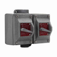 Crouse-Hinds EDS3240 Eaton series EDS snap switch control station, 20A, With switch, With one 1" hub, Feraloy iron alloy, 2, Two-gang, Four-pole, 2, 120-277V, Dead end, 4-way, 1", 120-277 Vac