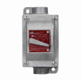 Crouse-Hinds EDSC2130 SA Eaton series EDS snap switch control station, 20A, With switch, With two 3/4" hubs, Copper-free aluminum, 1, Single-gang, Three-pole, 1, 120-277V, Through Feed, 3-way, 3/4", 120-277 Vac