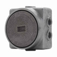 Crouse-Hinds EGJ421 Eaton series EGJ junction box, 3/4" back hubs, 4-3/16" depth, Feraloy iron alloy, 2 back hubs, 6 side hubs, 3/4" side hubs