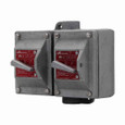 Crouse-Hinds EDS3240 SA Eaton series EDS snap switch control station, 20A, With switch, With one 1" hub, Copper-free aluminum, 2, Two-gang, Four-pole, 1, 120-277V, Dead end, 4-way, 1", 120-277 Vac