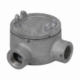 Crouse-Hinds GUAL47 SA Eaton series Condulet GUA conduit outlet box with cover, 3-5/8" cover opening diameter, Copper-free aluminum, L shape, 1-1/4"