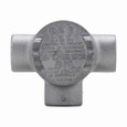 Crouse-Hinds GUAT14 Eaton series Condulet GUA conduit outlet box with cover, 2" cover opening diameter, Feraloy iron alloy, T shape, 1/2"