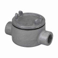 Crouse-Hinds GUAC26 SA Eaton series Condulet GUA conduit outlet box with cover, 3" cover opening diameter, Copper-free aluminum, C shape, 3/4"