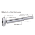 Von Duprin 78F-4ft Fire Rated Wide Stile Pushpad Rim Exit Device, Grade 1, 48"