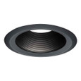 Halo 6102BB 6" Black Tapered Metal Baffle, White Self-Flange Ring