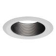 Halo 6103BB 6" Black Straight-Side Metal Baffle, White Self-Flange Ring