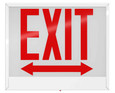 RAB EXIT-LRACH/E EXIT SIGN UNV FACES LEFT/RIGHT ARROW RED LETTERS CHICAGO BATTERY BACKUP