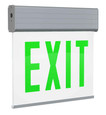 RAB EXITEDGE-1GWP EDGE-LIT EXIT SIGN 1-FACE GREEN LETTERS WHITE PANEL ALUMINUM