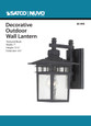 NUVO Lighting 60-3493 Cove Neck, 1-Light, 12in, Outdoor Lantern with Clear Seed Glass, Color retail packaging