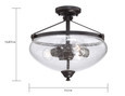 NUVO Lighting 60-5544 Laurel, 3 Light, Semi-Flush with Clear Seeded Glass